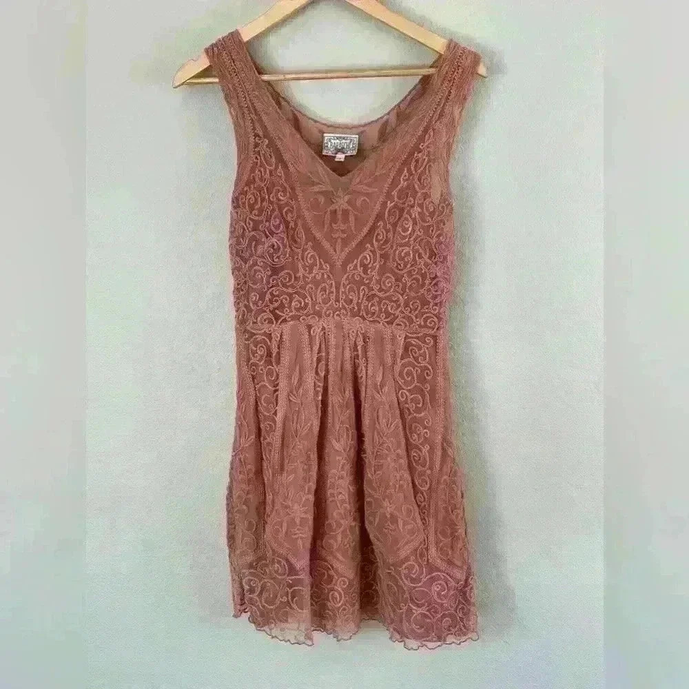Yoana Baraschi Anthropologie At Dusk Dress Rose Size 4